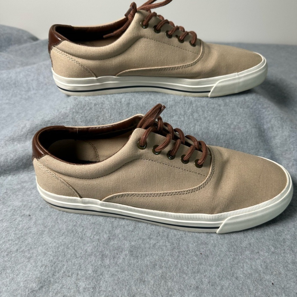 Joseph Abboud Mens Parker Tan Canvas Low Top Lace Up Sneakers 9.5 - Picture 5 of 7